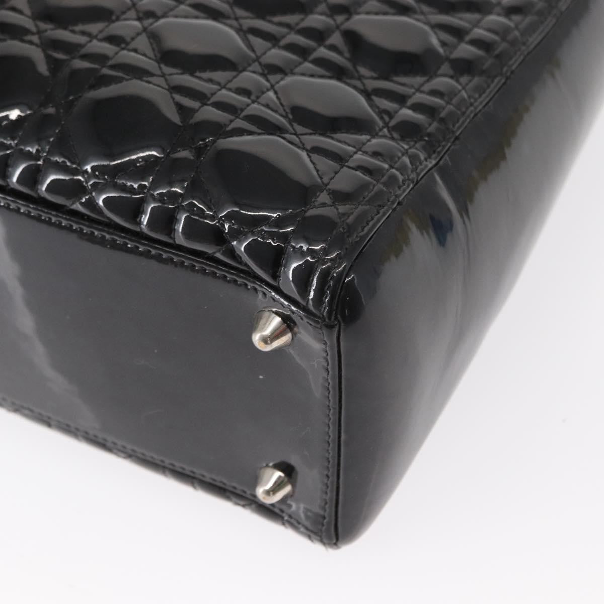 Christian Dior Lady Dior Cannage Stitch Patent, Black, Patent Leather, Handbag