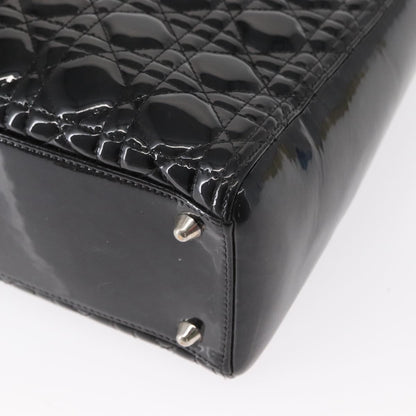 Christian Dior Lady Dior Cannage Stitch Patent, Black, Patent Leather, Handbag
