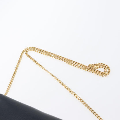 Christian Dior Vintage Chain Flap Leather, Navy, Leather, Shoulder Bag