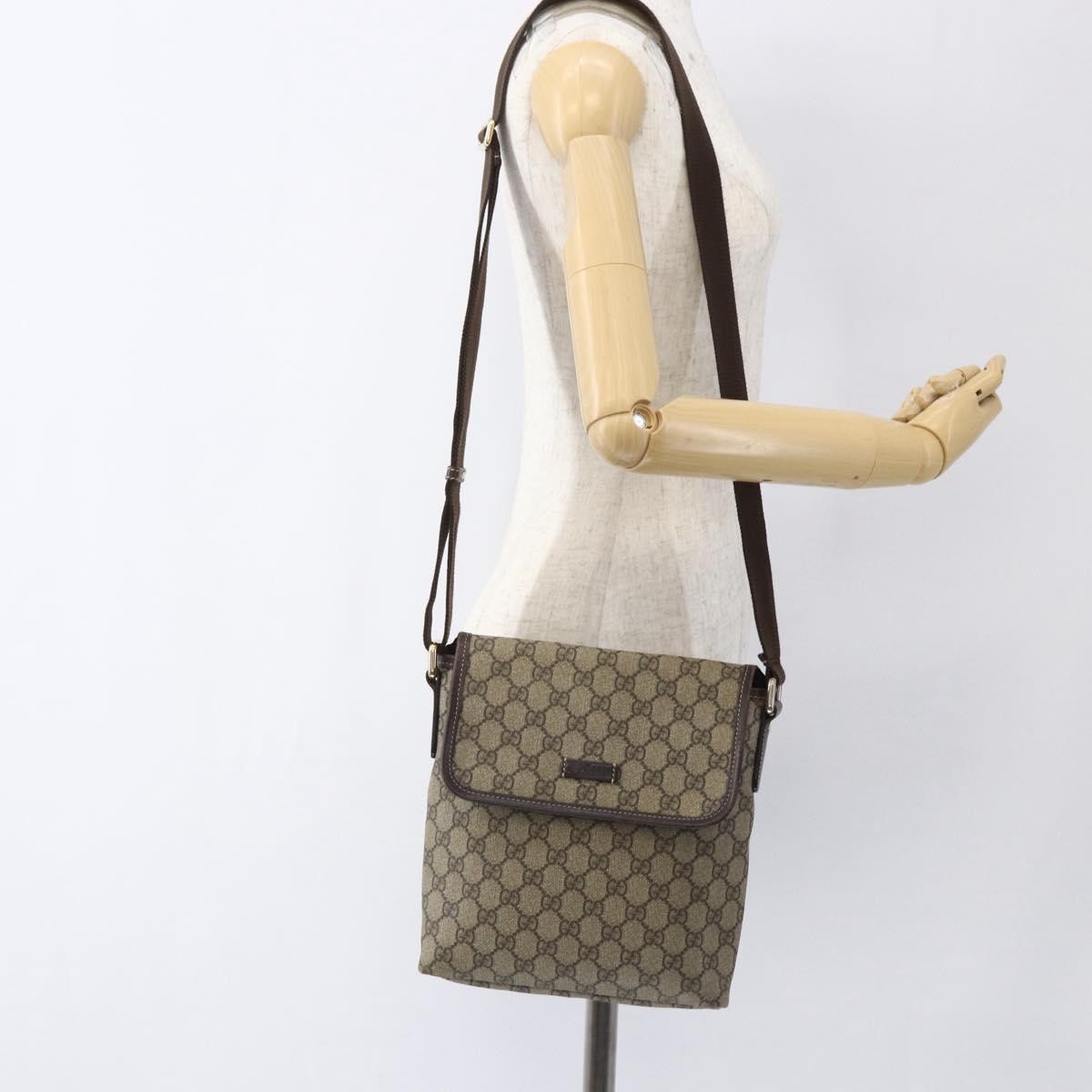 Gucci Flap Messenger GG Coated Canvas, Beige, Canvas, Shoulder Bag