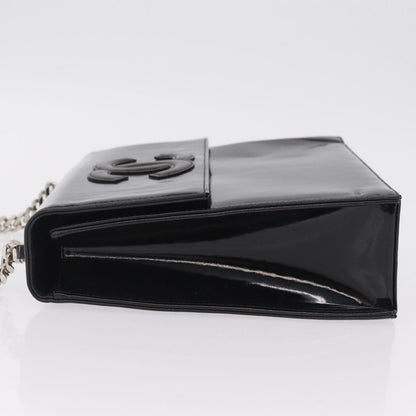 Chanel Vintage CC Box Flap Leather, Black, Patent Leather, Handbag