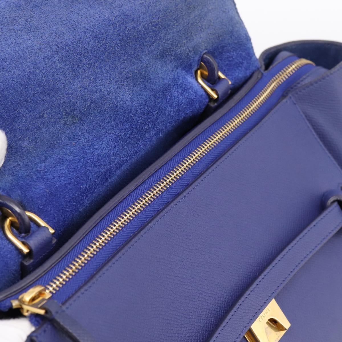Celine Belt Leather, Blue, Leather, Handbag
