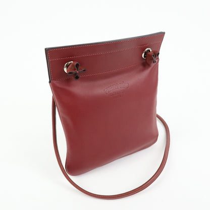 Hermes Aline Milo Lambskin and Swift, Burgundy, Leather, Handbag