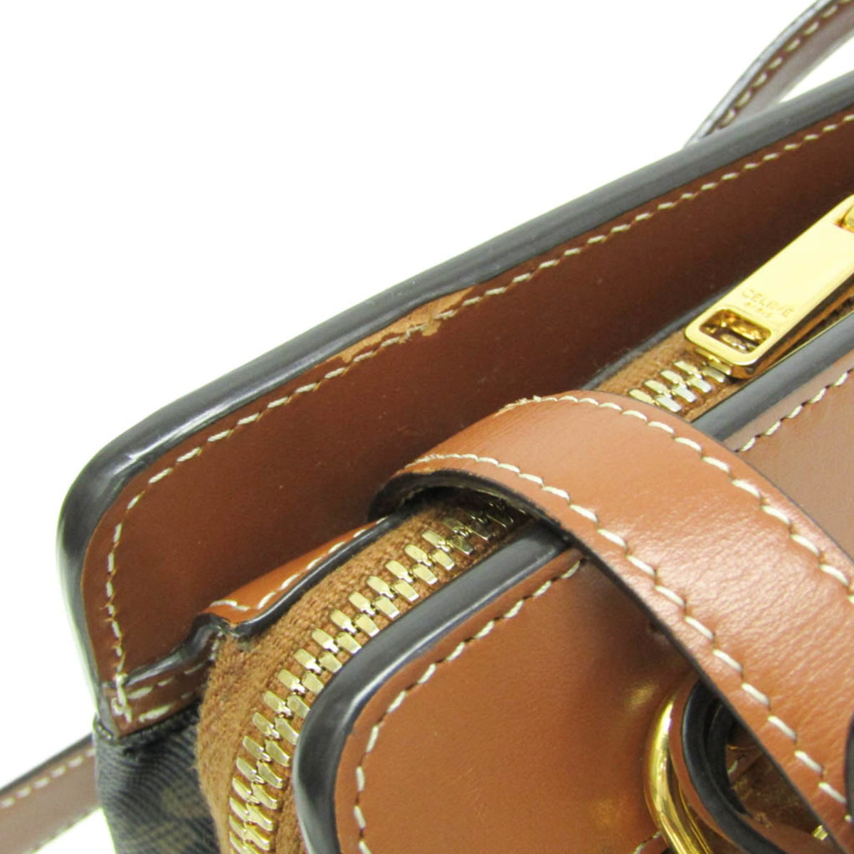 Celine Teen Cabas De France Triomphe Coated Canvas, Brown, Canvas, Handbag