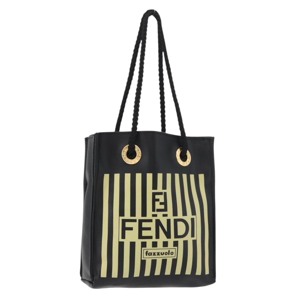 Fendi Fazzuolo Leather, Black, Polyester, Tote Bag