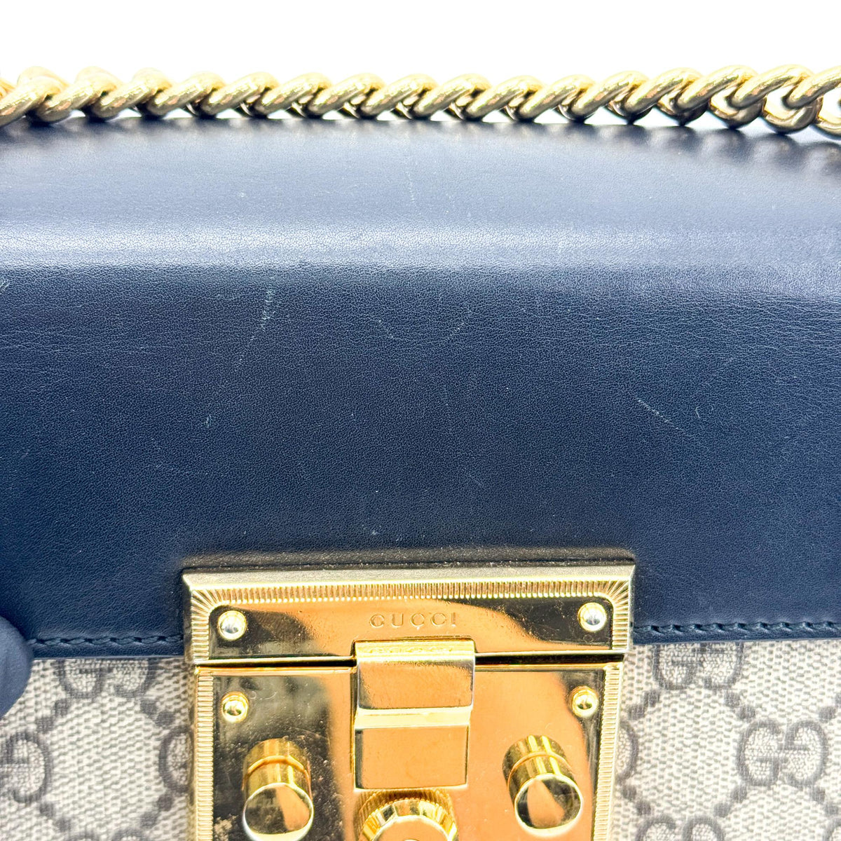 Gucci Padlock Chain Flap Blooms Print GG Coated Canvas and Leather, Brown, Canvas, Handbag