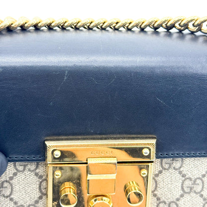 Gucci Padlock Chain Flap Blooms Print GG Coated Canvas and Leather, Brown, Canvas, Handbag