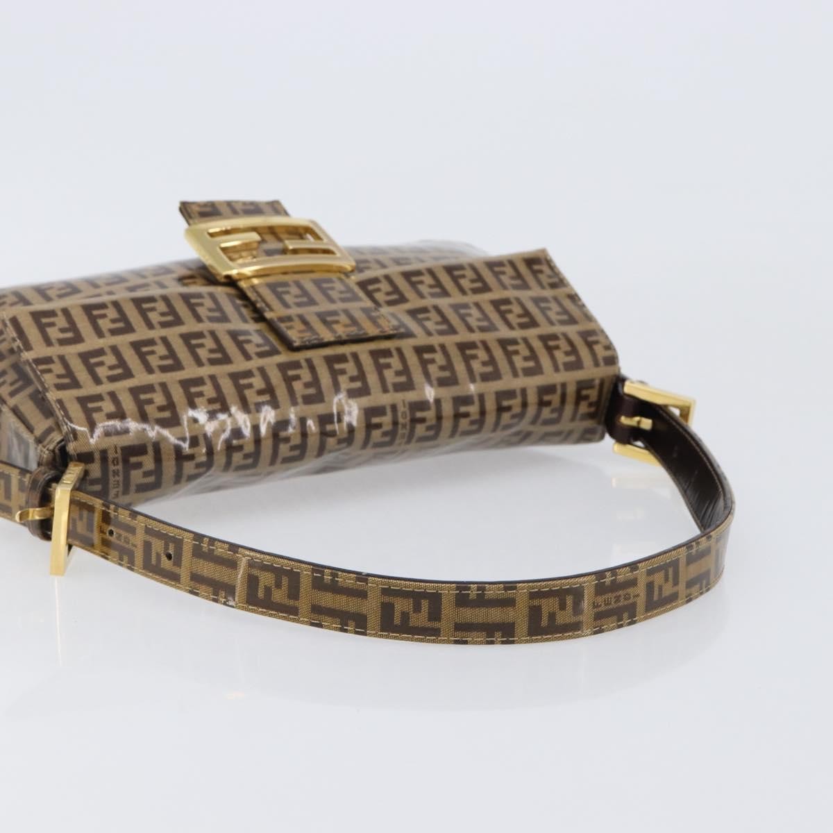 Fendi Mamma Baguette Zucca patent leather, Beige, Canvas, Shoulder Bag