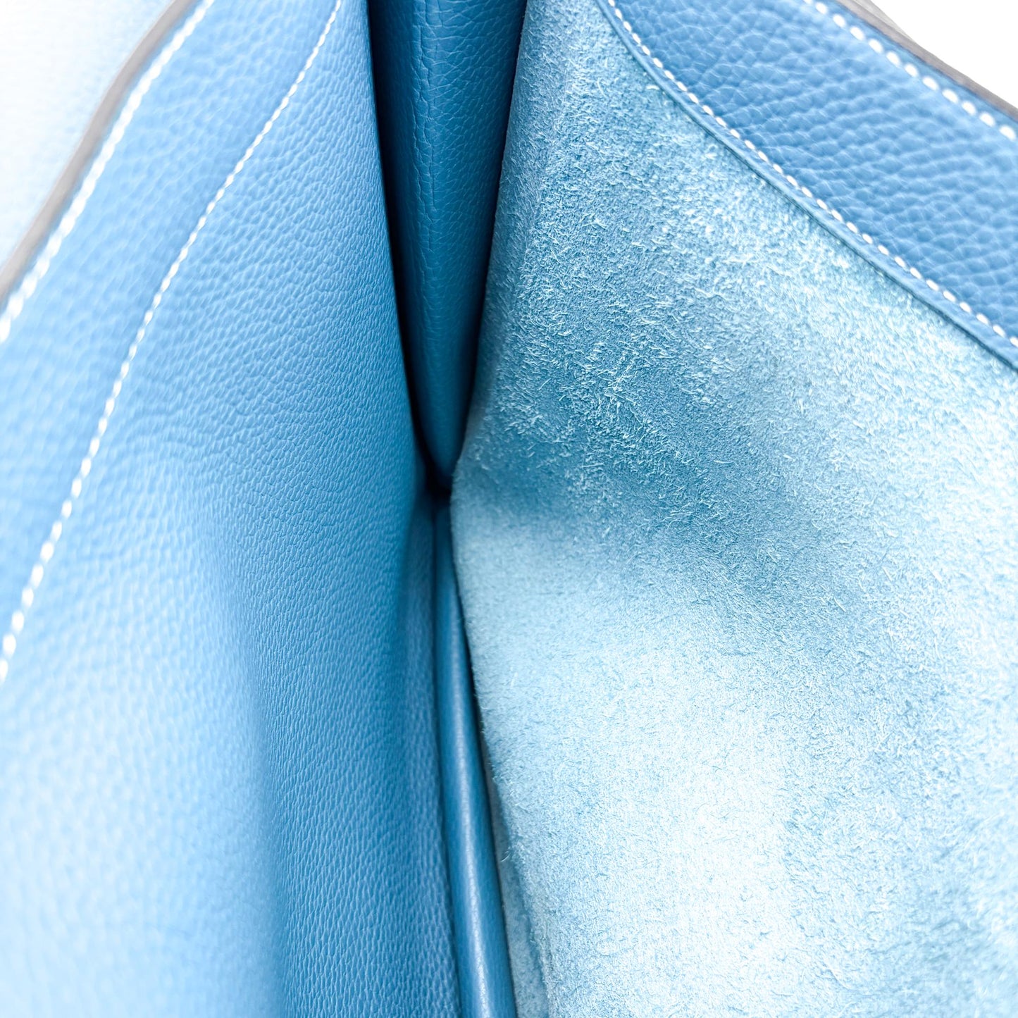 Hermes Sac a Depeches Togo, Blue, Leather, Handbag