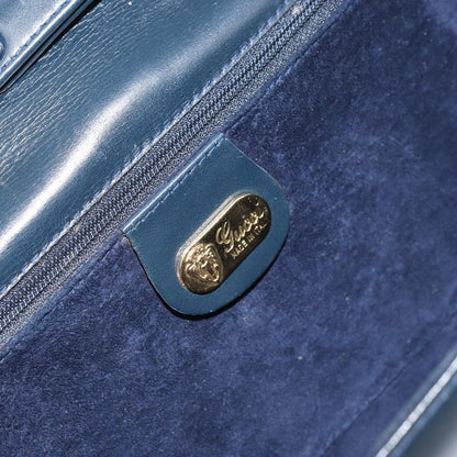 Gucci Vintage Interlocking G Flap Leather, Navy, Leather, Shoulder Bag