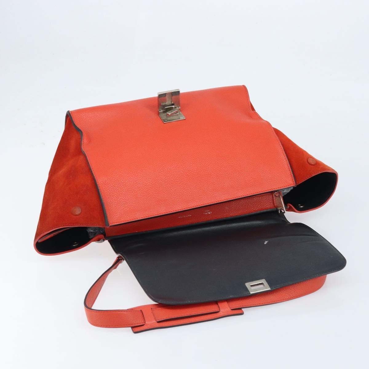 Celine Trapeze Leather with Suede, Orange, Leather, Handbag