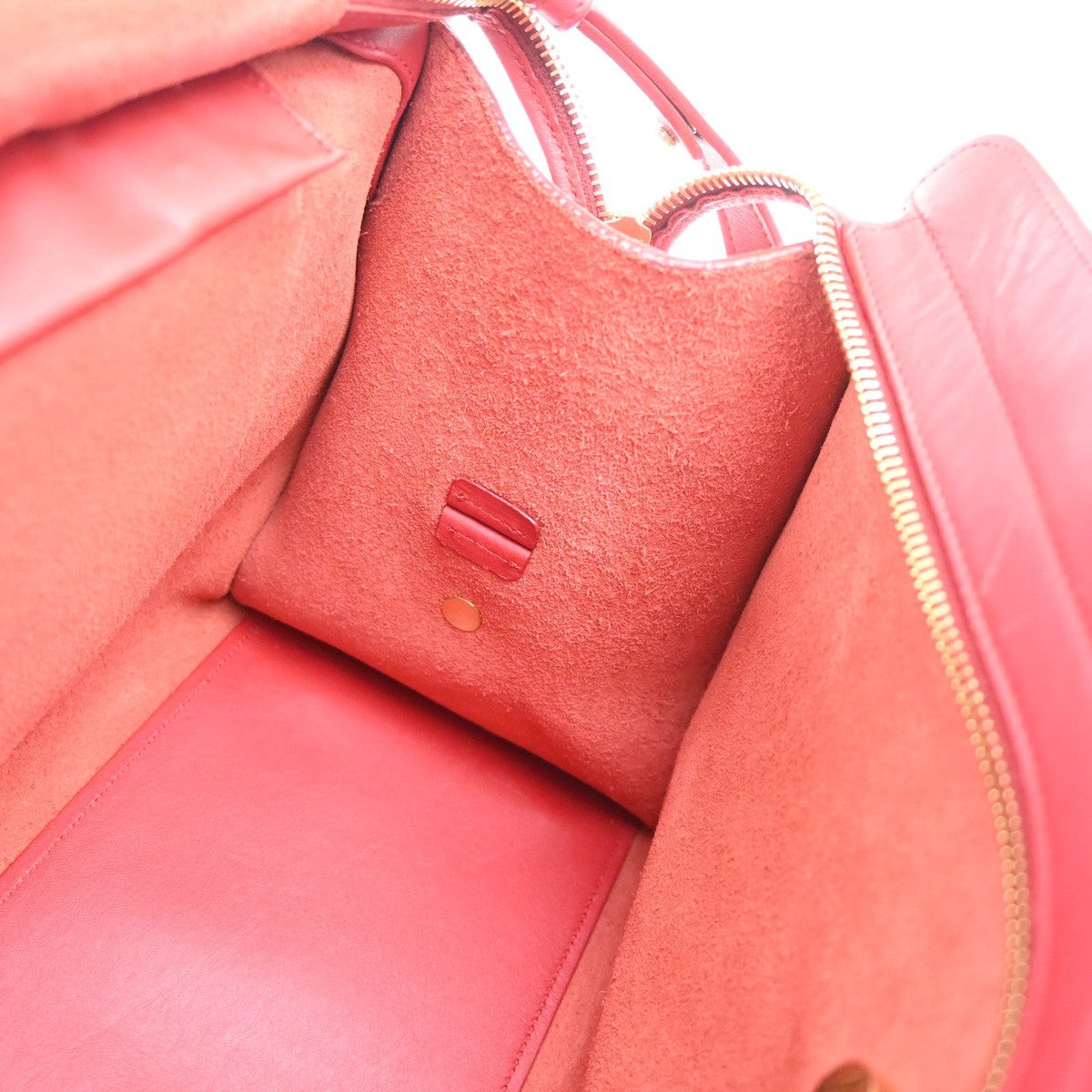 Saint Laurent Classic Y Cabas Leather, Red, Leather, Tote Bag