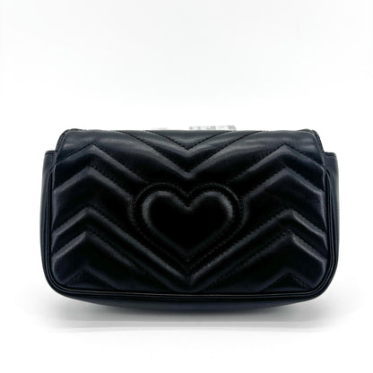 Gucci GG marmont Black leather, Black, Leather, Shoulder Bag