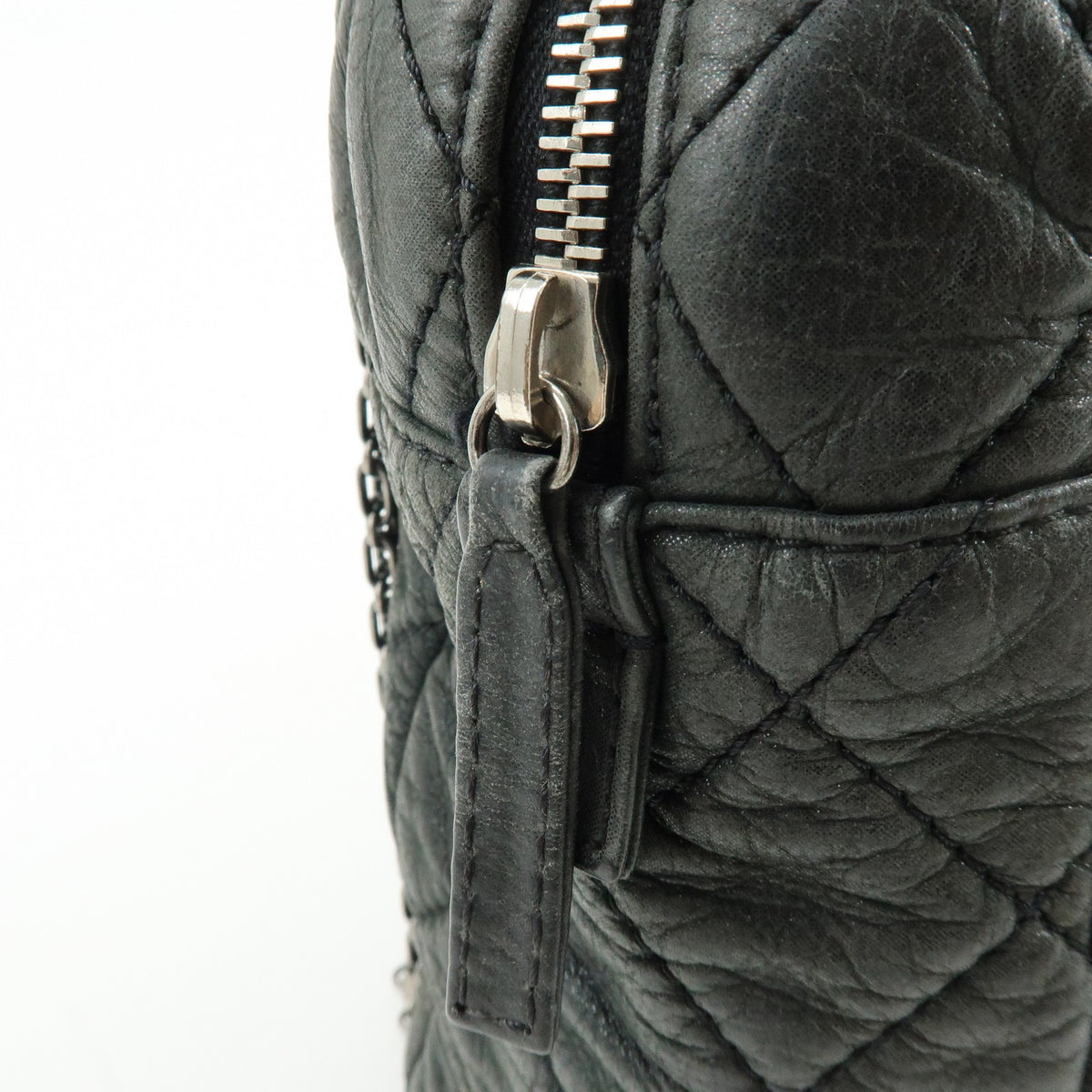 Chanel Shoulder Quilted Leather, Black, Calfskin, Shoulder Bag