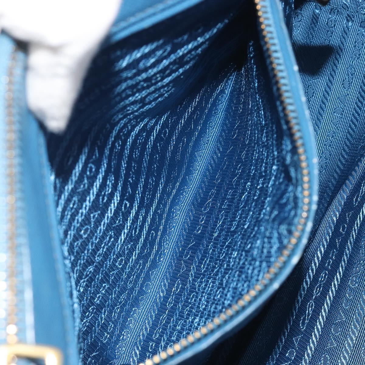 Prada Double Zip Lux Tote Saffiano Leather, Blue, Leather, Handbag