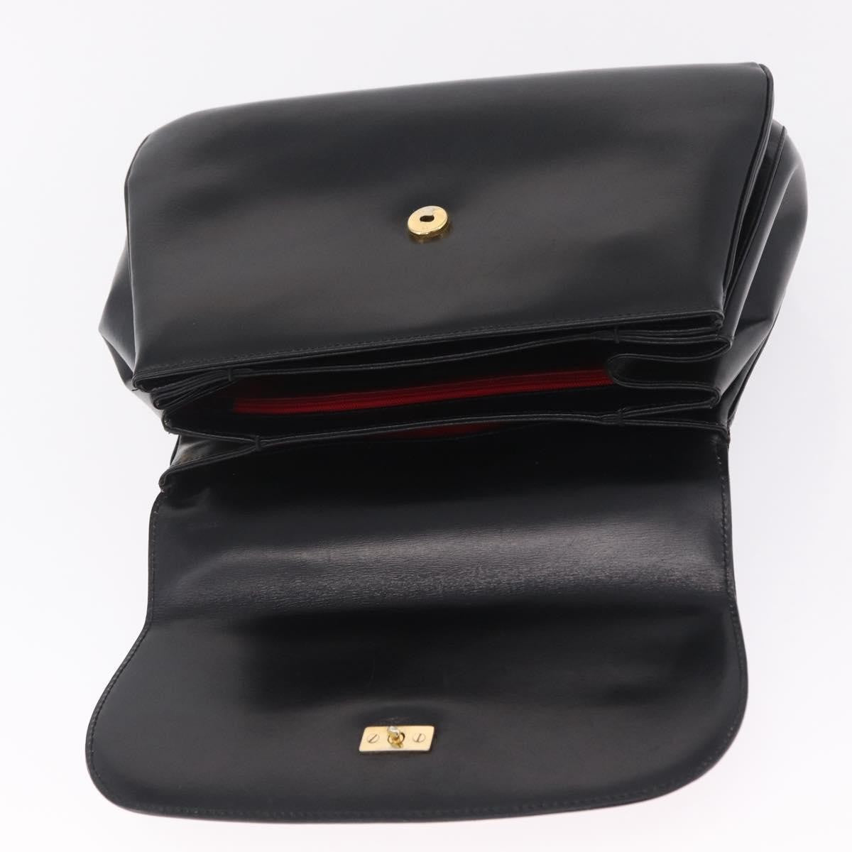 Gucci Vintage Bamboo Top Handle Leather, Black, Leather, Handbag