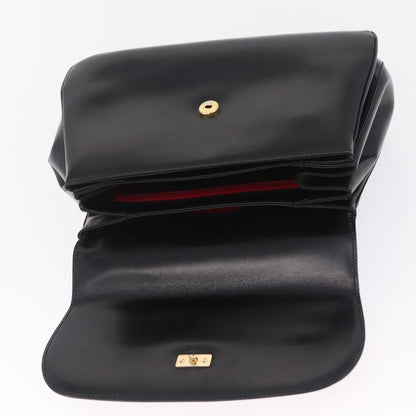 Gucci Vintage Bamboo Top Handle Leather, Black, Leather, Handbag