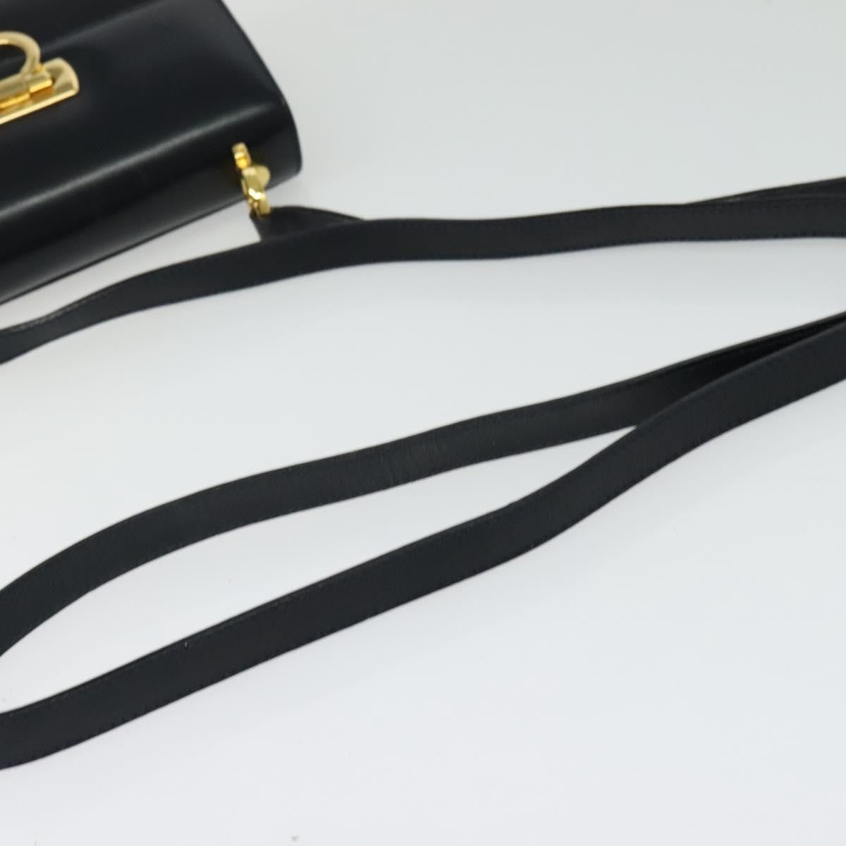 Salvatore Ferragamo Gancini Leather, Black, Leather, Shoulder Bag