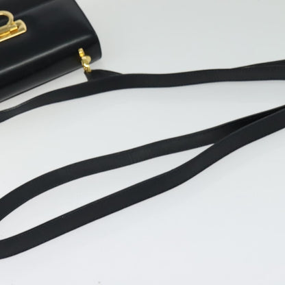 Salvatore Ferragamo Gancini Leather, Black, Leather, Shoulder Bag