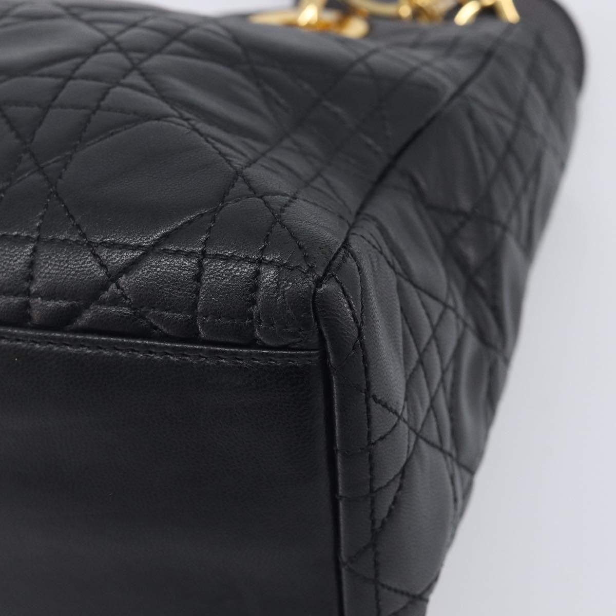 Christian Dior Vintage Lady Dior Cannage Quilt Lambskin, Black, Leather, Handbag
