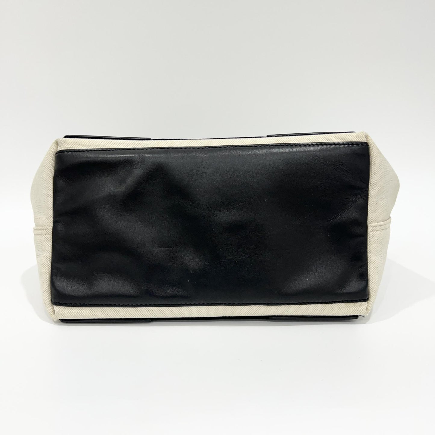 Balenciaga Navy Cabas Canvas with Leather, White, Canvas, Tote Bag