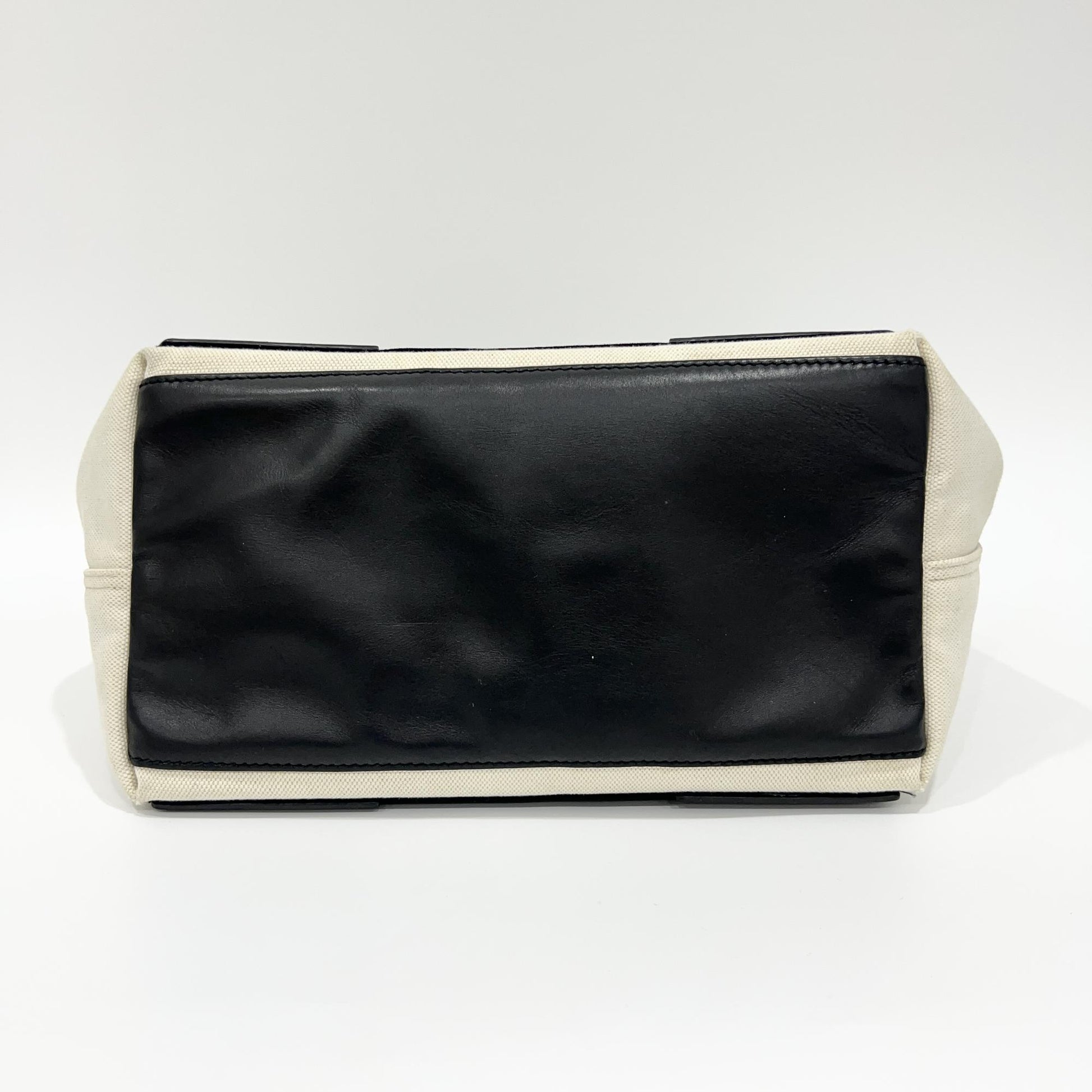 Balenciaga Navy Cabas Canvas with Leather, White, Canvas, Tote Bag