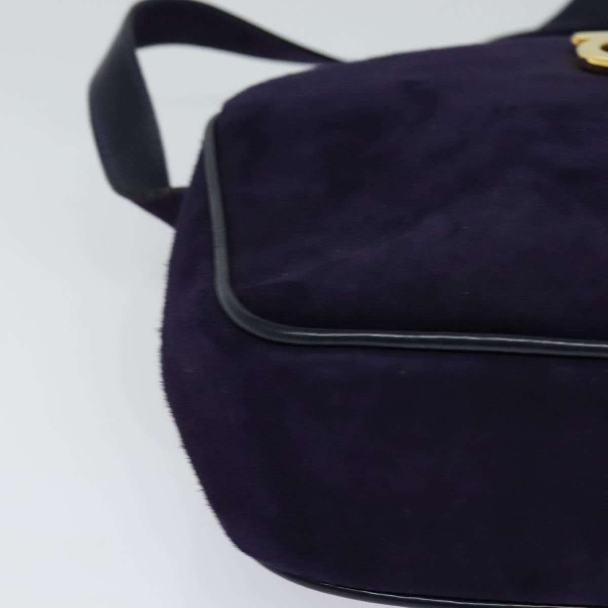 Salvatore Ferragamo Gancini Suede, Purple, Suede, Shoulder Bag