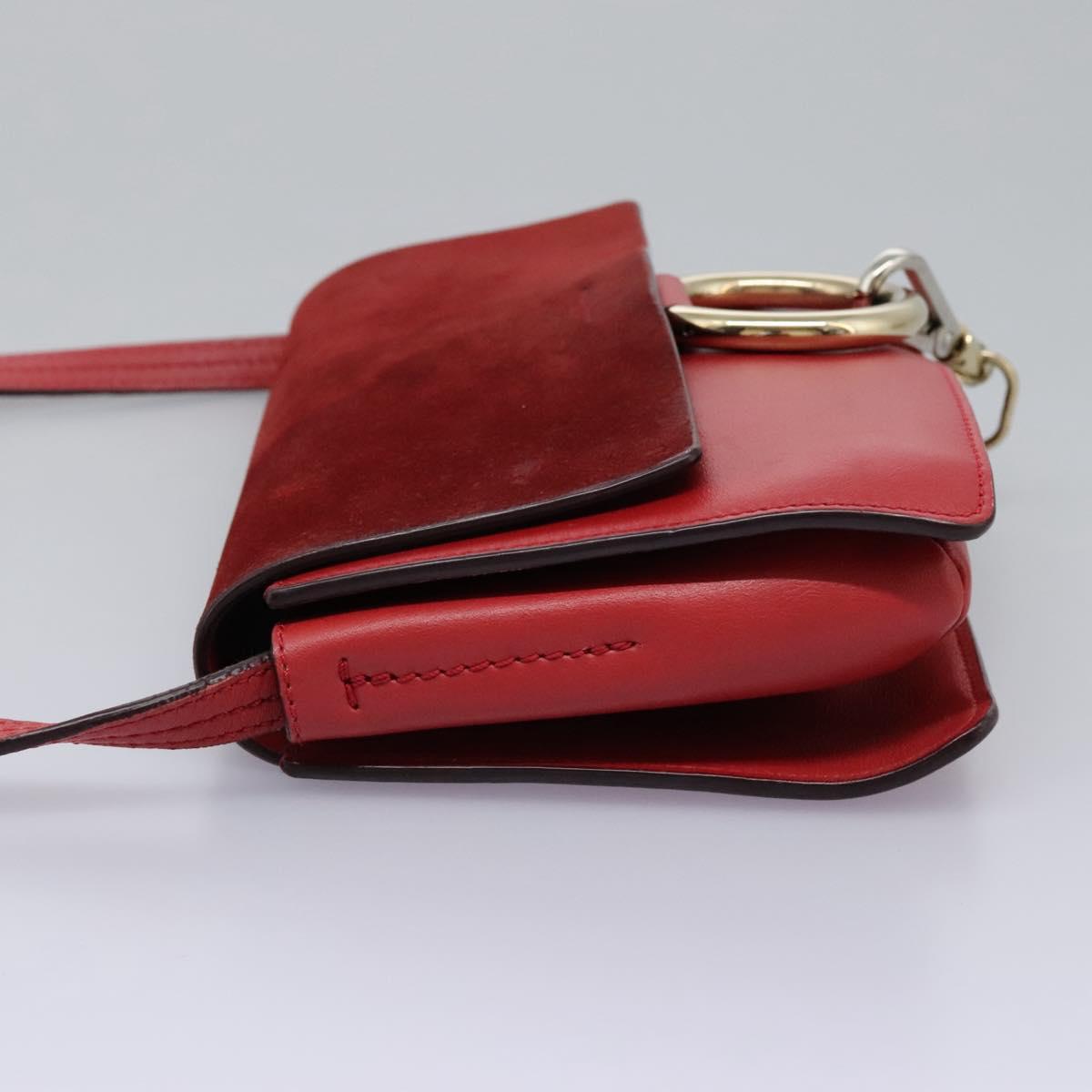 Chloe Faye Chain Leather and Suede, Red, Suede, Shoulder Bag