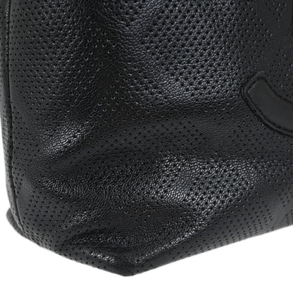 Chanel CC Tote Perforated Leather, Black, Leather, Tote Bag