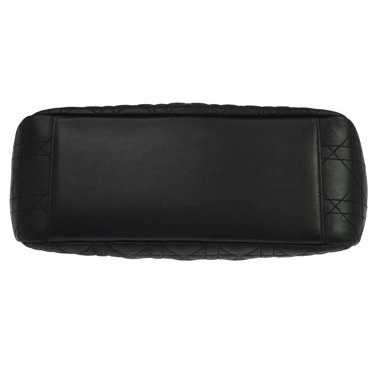 Christian Dior black cannage Leather, Black, Leather, Shoulder Bag