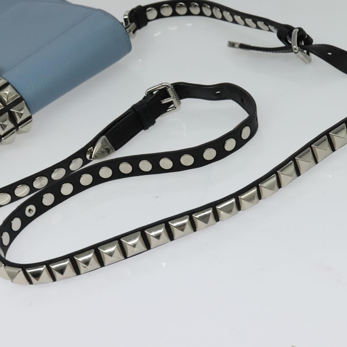 Prada Elektra Studded Leather, Blue, Leather, Shoulder Bag