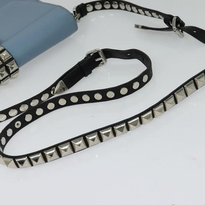 Prada Elektra Studded Leather, Blue, Leather, Shoulder Bag
