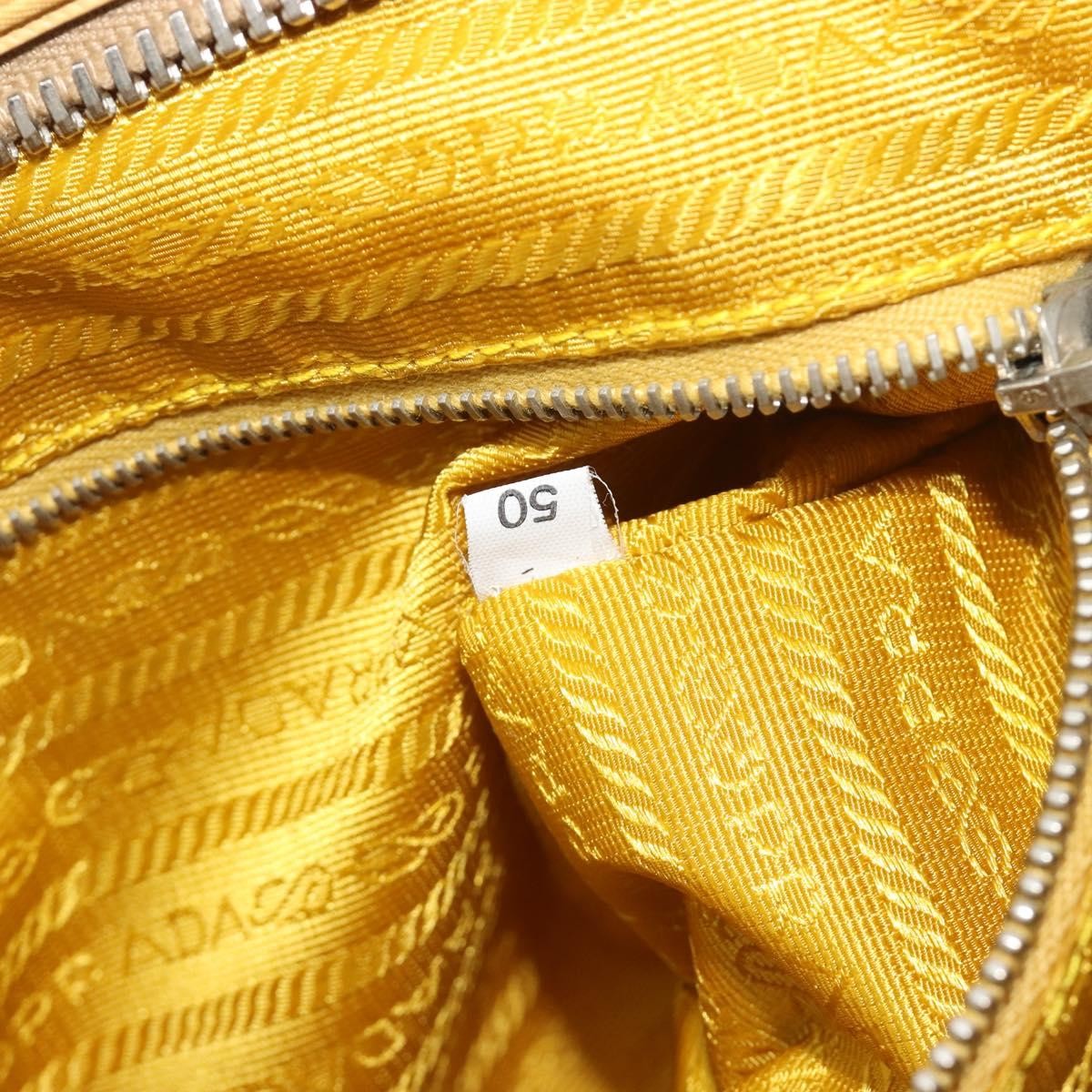Prada Bauletto Tessuto with Saffiano Leather, Yellow, Canvas, Handbag