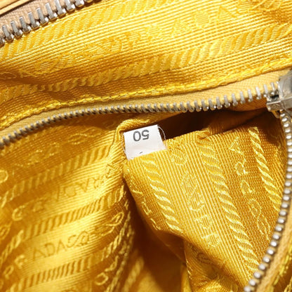 Prada Bauletto Tessuto with Saffiano Leather, Yellow, Canvas, Handbag