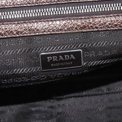 Prada Belted Frame Satchel Metallic Leather, Gold, Leather, Handbag