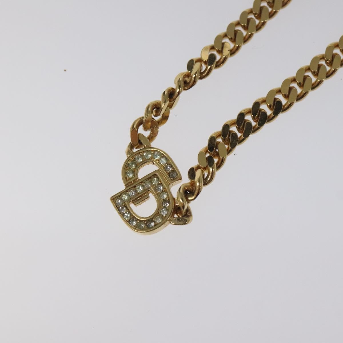 Christian Dior CD Pendant Metal and Crystals, Gold, Metal, Necklace