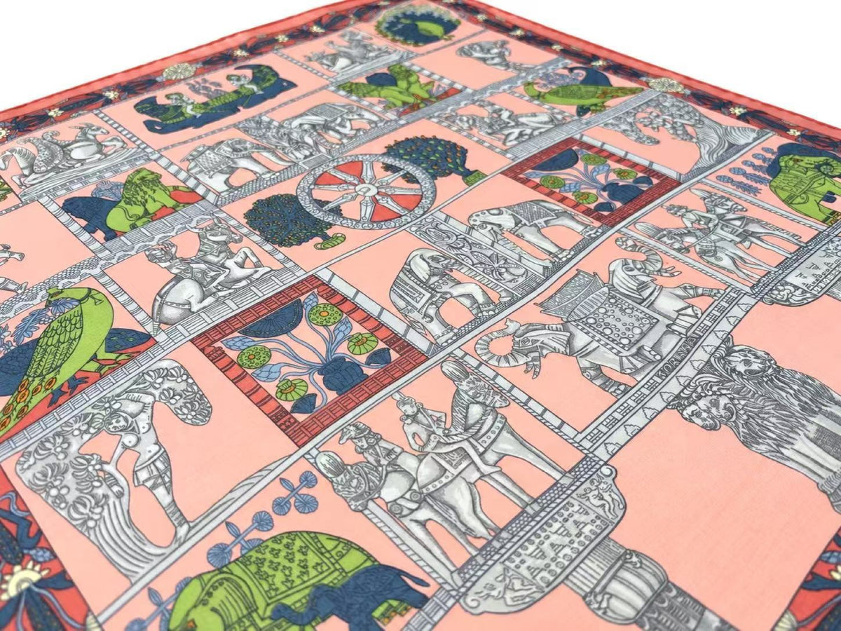 Hermes Carré 40 TORANA 40, Pink, Silk, Scarf