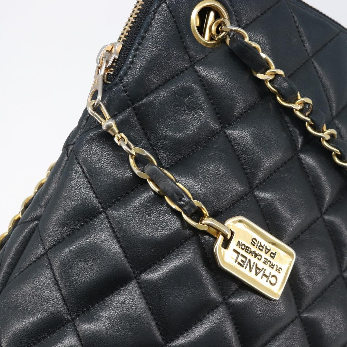 Chanel Shoulder Quilted Leather, Black, Leather, Shoulder Bag