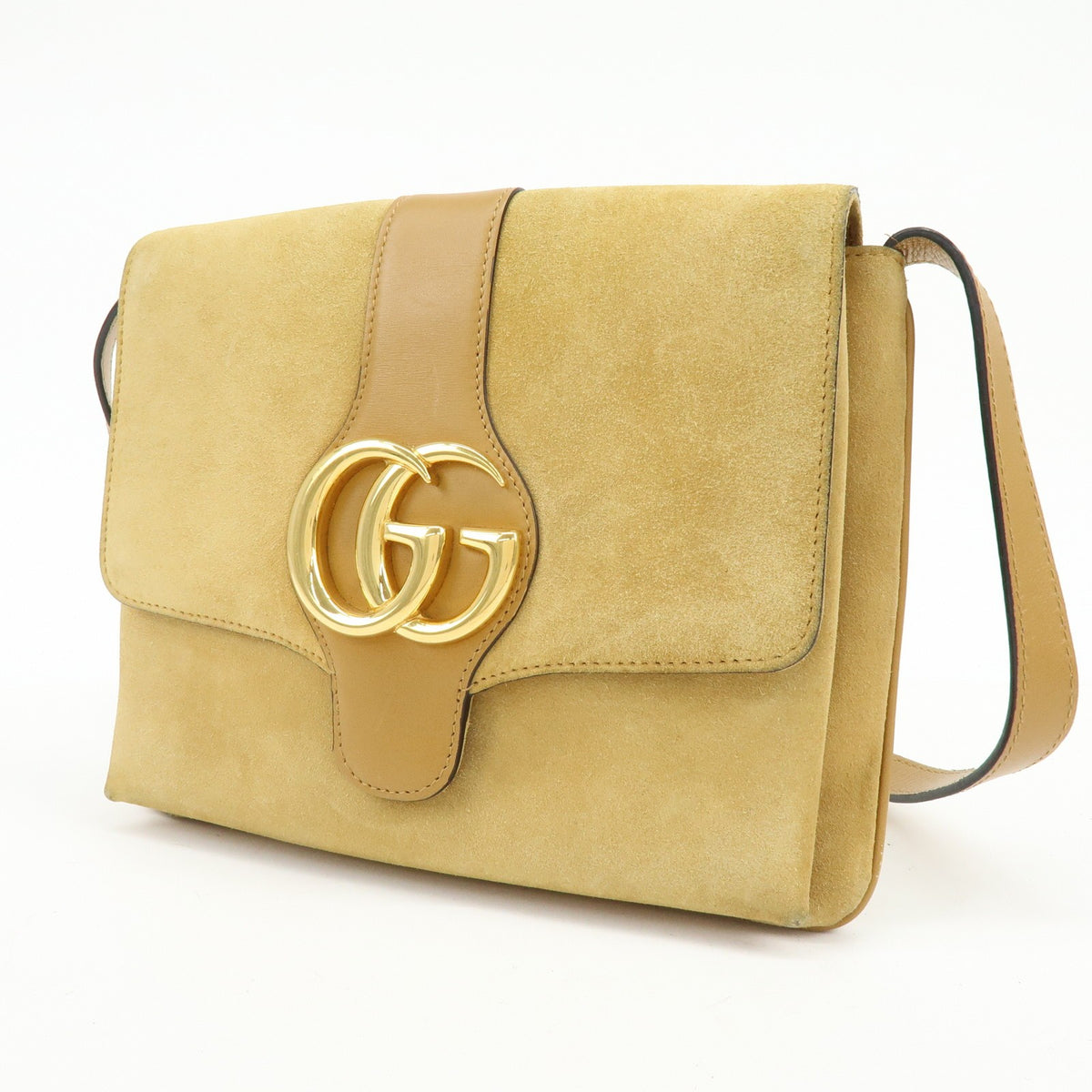 Gucci Arli Suede with Leather, Beige, Suede, Shoulder Bag