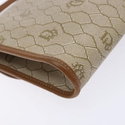 Christian Dior Vintage Honeycomb Flap Coated Canvas, Beige, PVC, Wallet