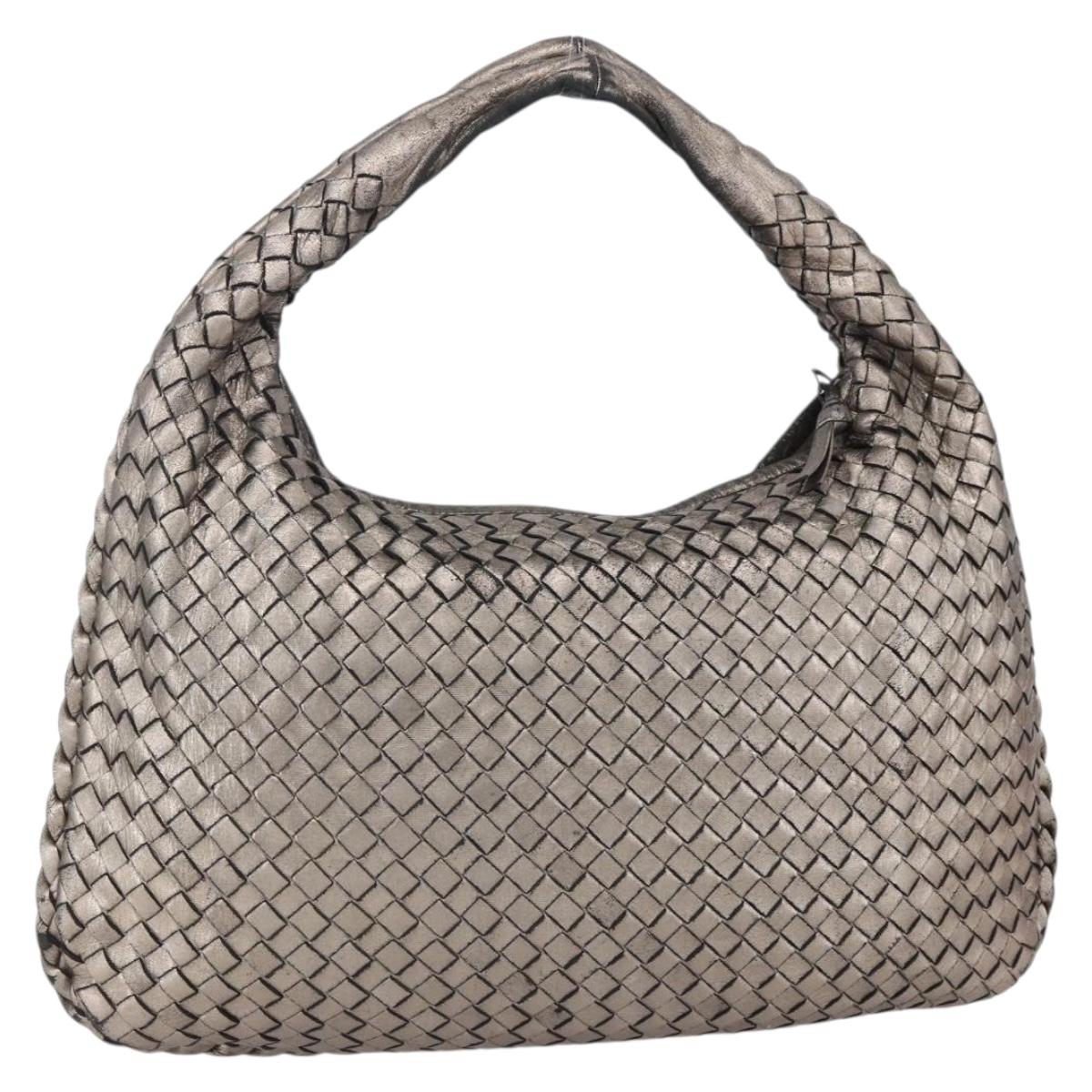 Bottega Veneta Veneta Hobo Quilted Leather, SILVER, LEATHER, Handbag
