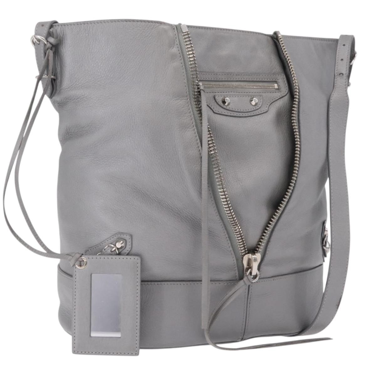 Balenciaga Papier Drop Bucket Leather, Silver, Leather, Handbag