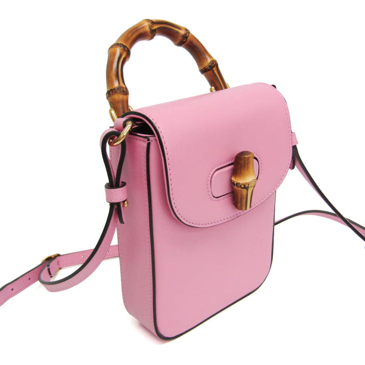 Gucci Bamboo Top Handle Backpack Leather, Pink, Leather, Backpack