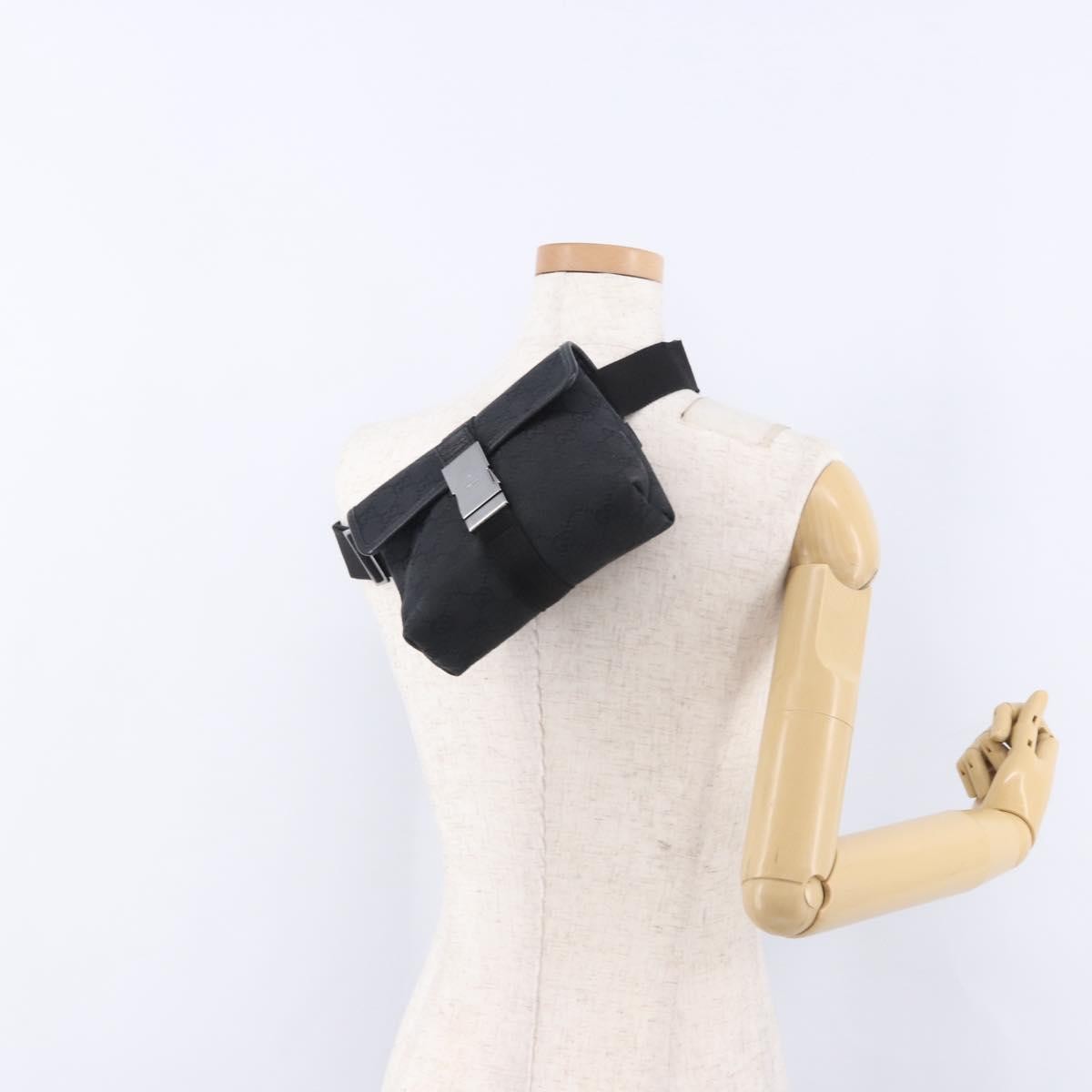 Gucci Buckle Waist GG Canvas and leather, Black, Canvas, Clutch