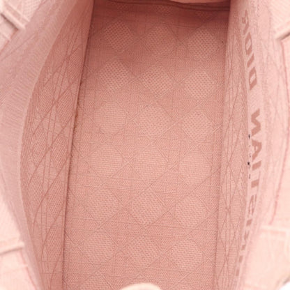 Christian Dior Book Cannage Embroidered Canvas, Pink, Canvas, Tote Bag