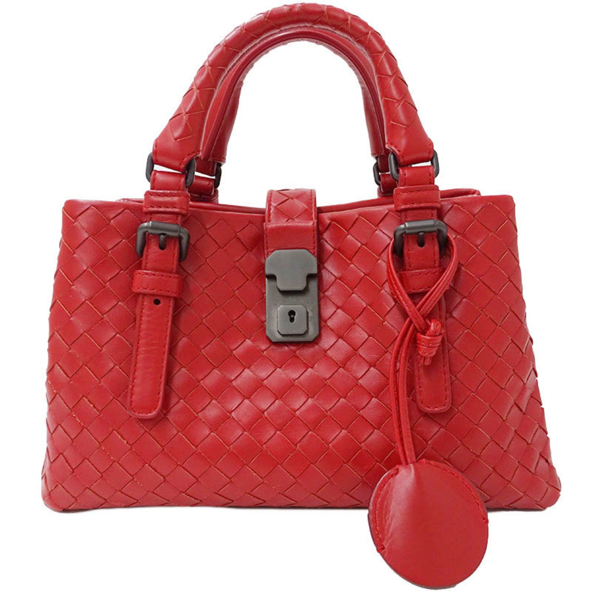 Bottega Veneta Intrecciato, Red, Leather, handbag