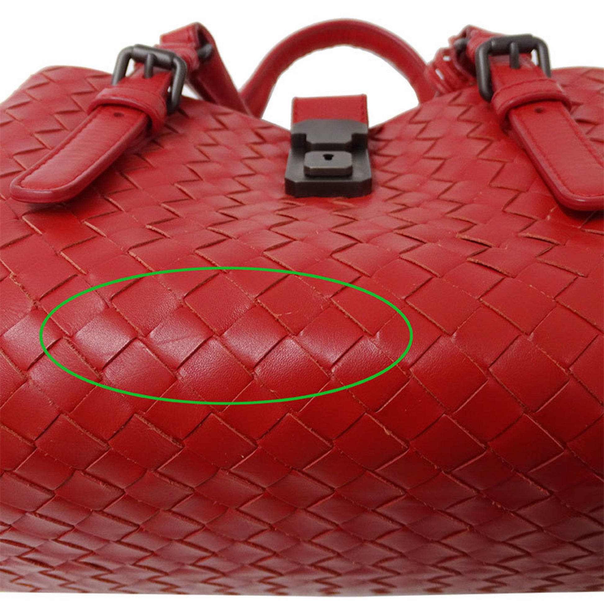 Bottega Veneta Intrecciato, Red, Leather, handbag