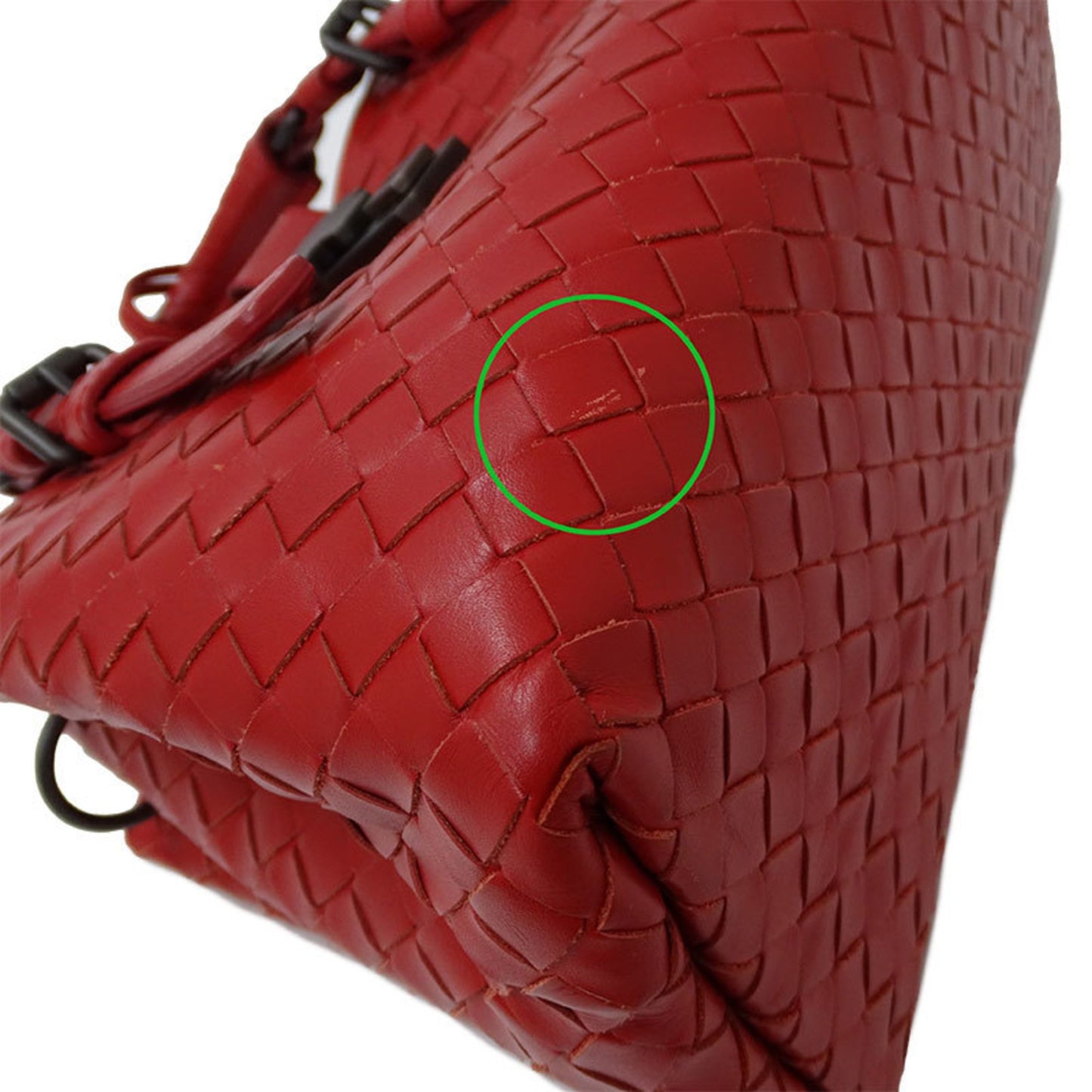 Bottega Veneta Intrecciato, Red, Leather, handbag