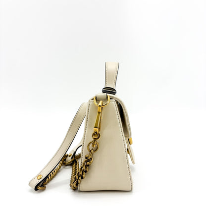 Gucci GG Marmont Top Handle Flap Matelasse Leather, White, Leather, Handbag