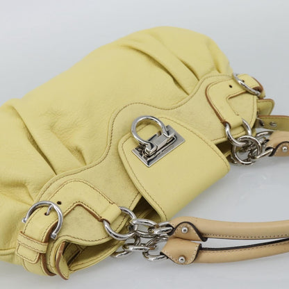Salvatore Ferragamo Gancini Leather, Yellow, Leather, Handbag